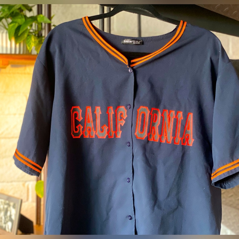 🛟 California 🛟 Retro Jersey Old School Uniform Navy Blue and Orange Unique